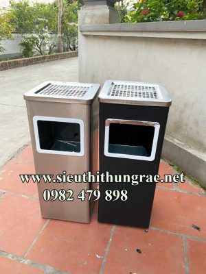 thùng rác inox gạt tàn vuông
