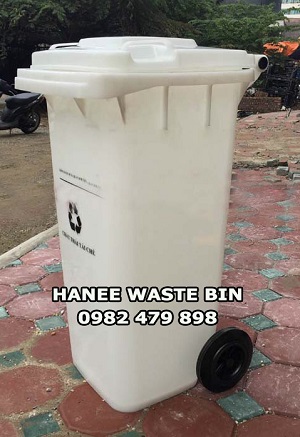 thùng rác nhựa 120 lít màu trắng