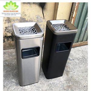 Thùng rác inox gạt tàn vuông