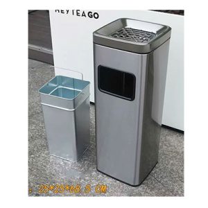 Thùng rác inox gạt tàn vuông hanee