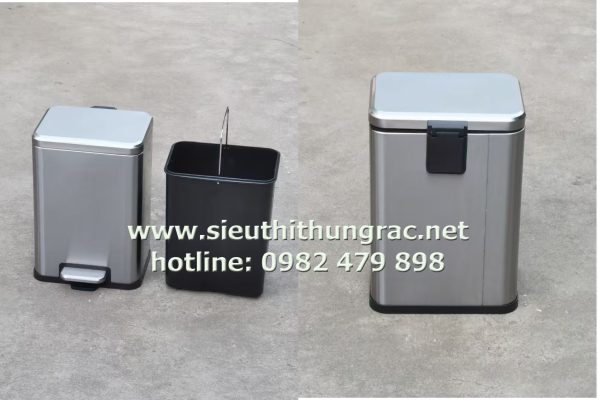Thùng rác inox vuông 6L